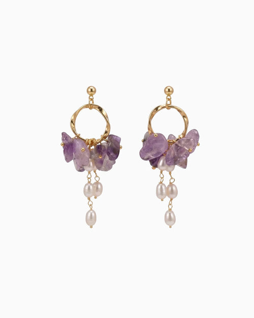 Amethyst Chip Drop Earrings