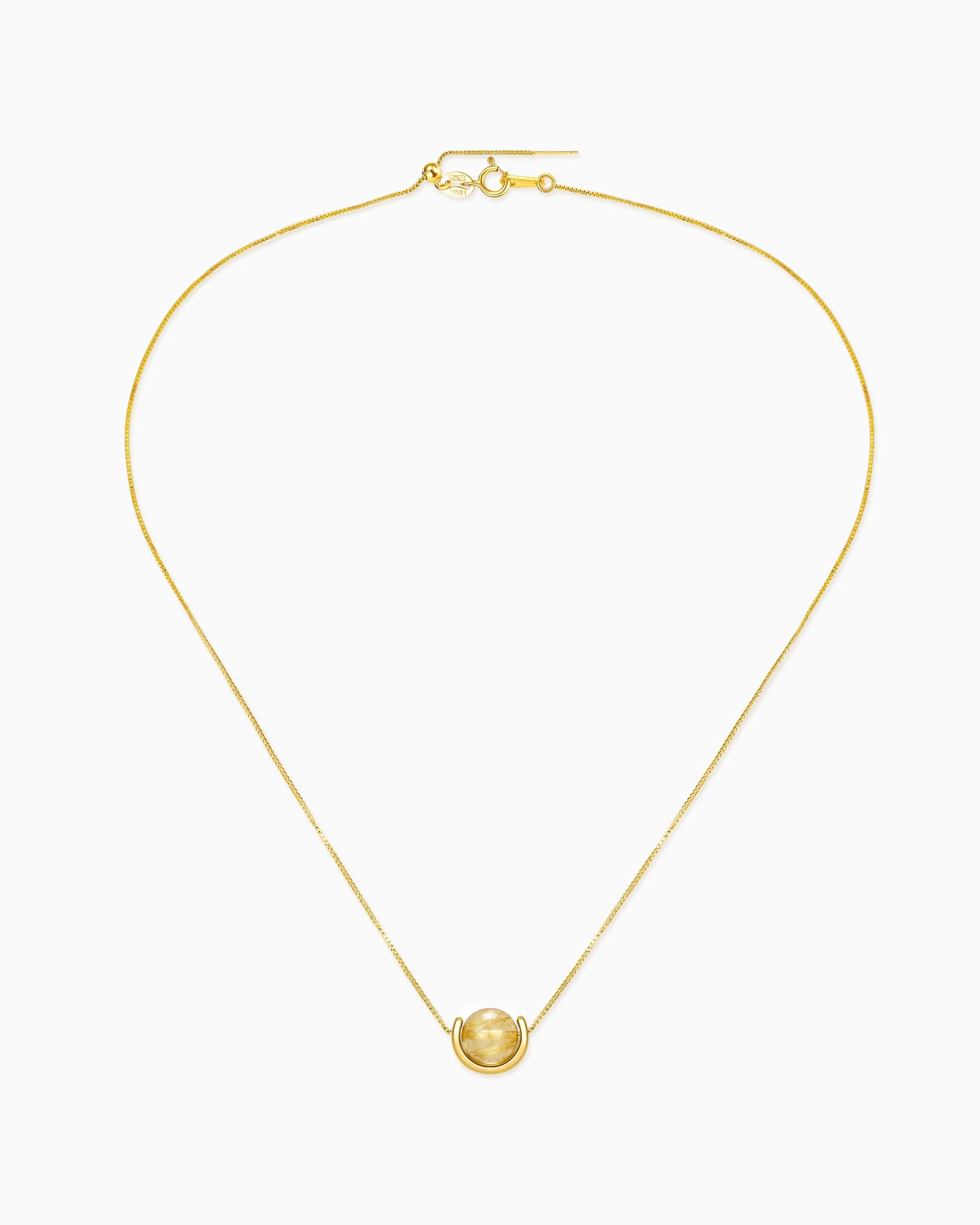 Golden Rutilated Quartz U-Shape Gold Necklace – Sunshine & Optimism