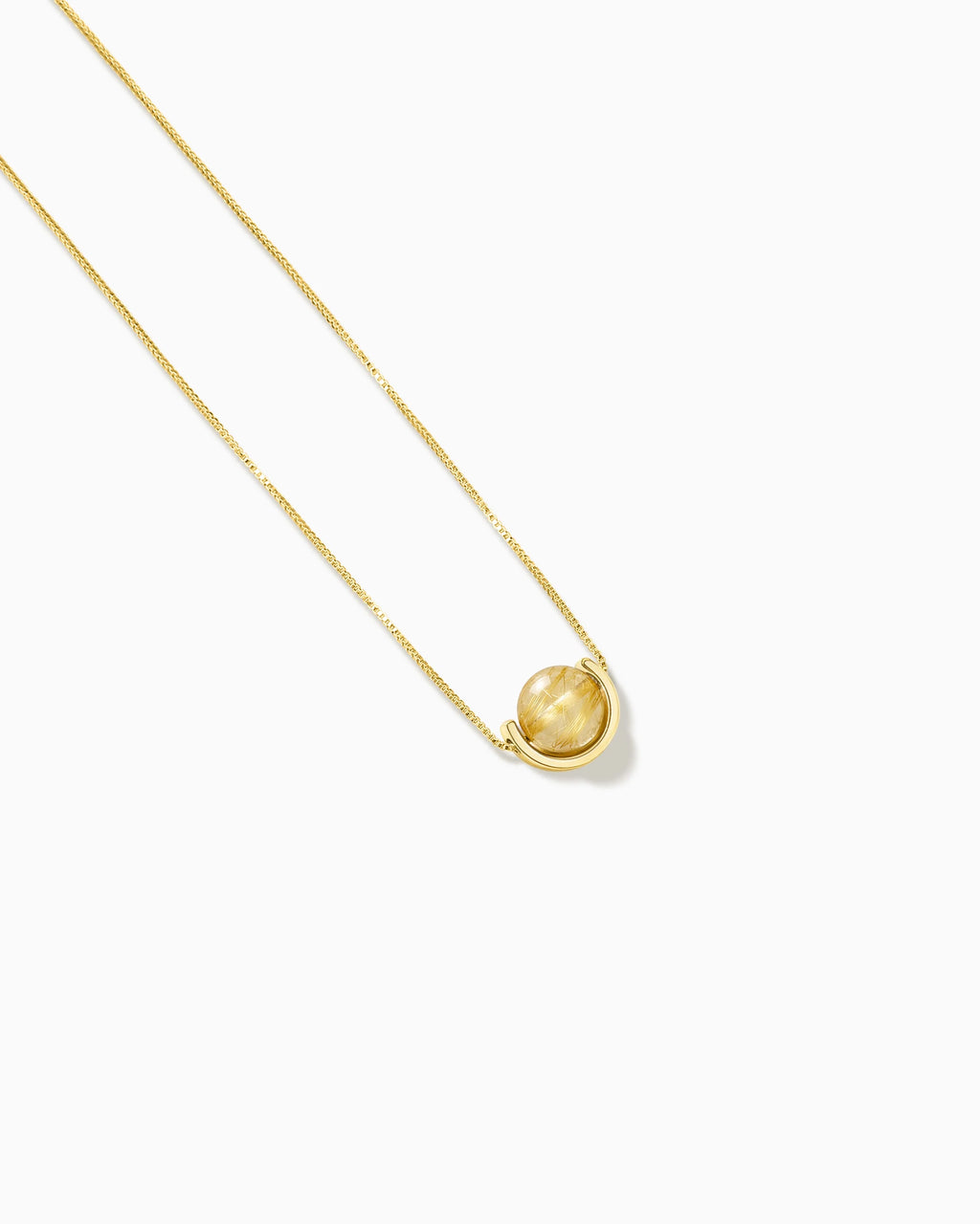 Golden Rutilated Quartz U-Shape Gold Necklace – Sunshine & Optimism