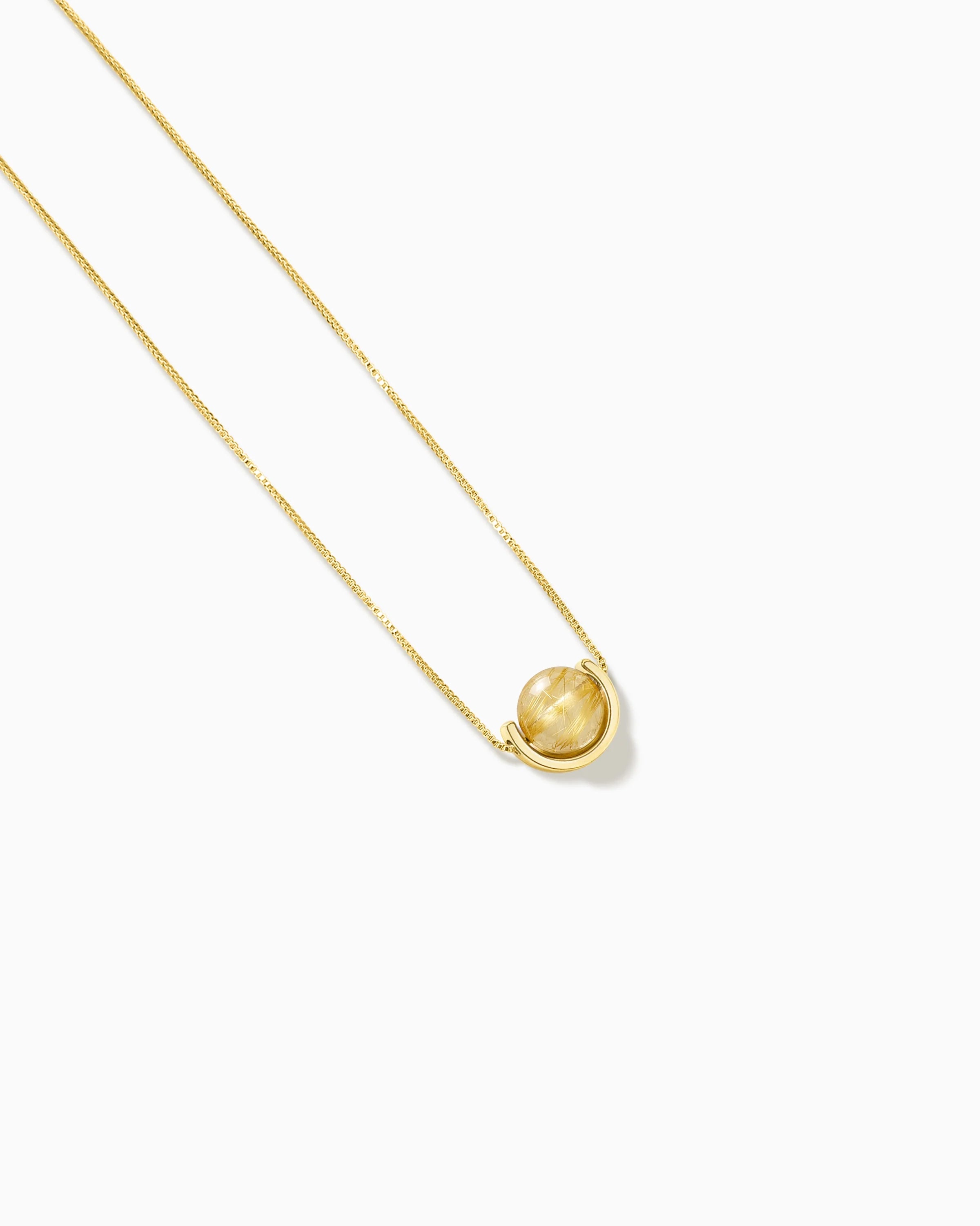Golden Rutilated Quartz U-Shape Gold Necklace – Sunshine & Optimism