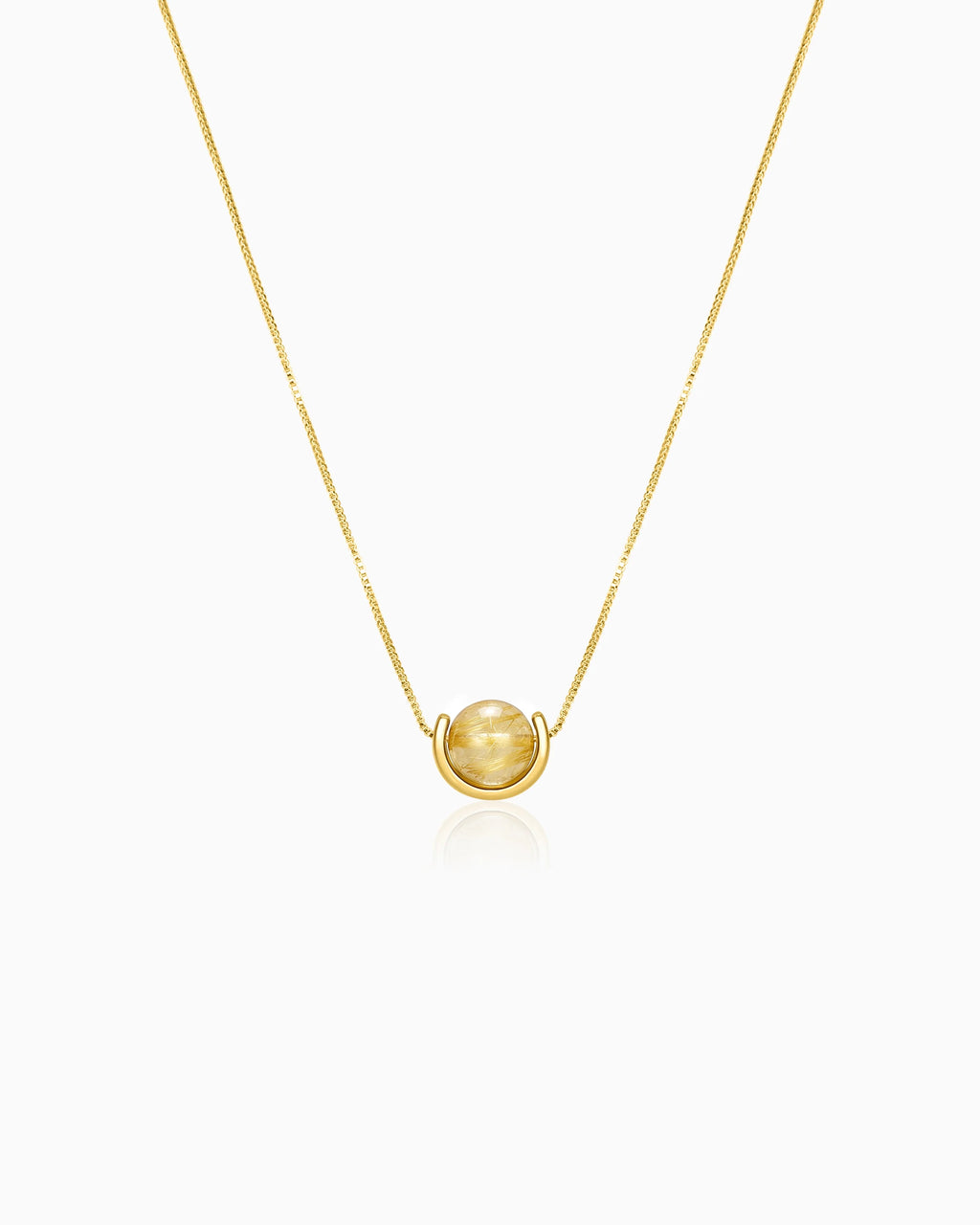 Golden Rutilated Quartz U-Shape Gold Necklace – Sunshine & Optimism