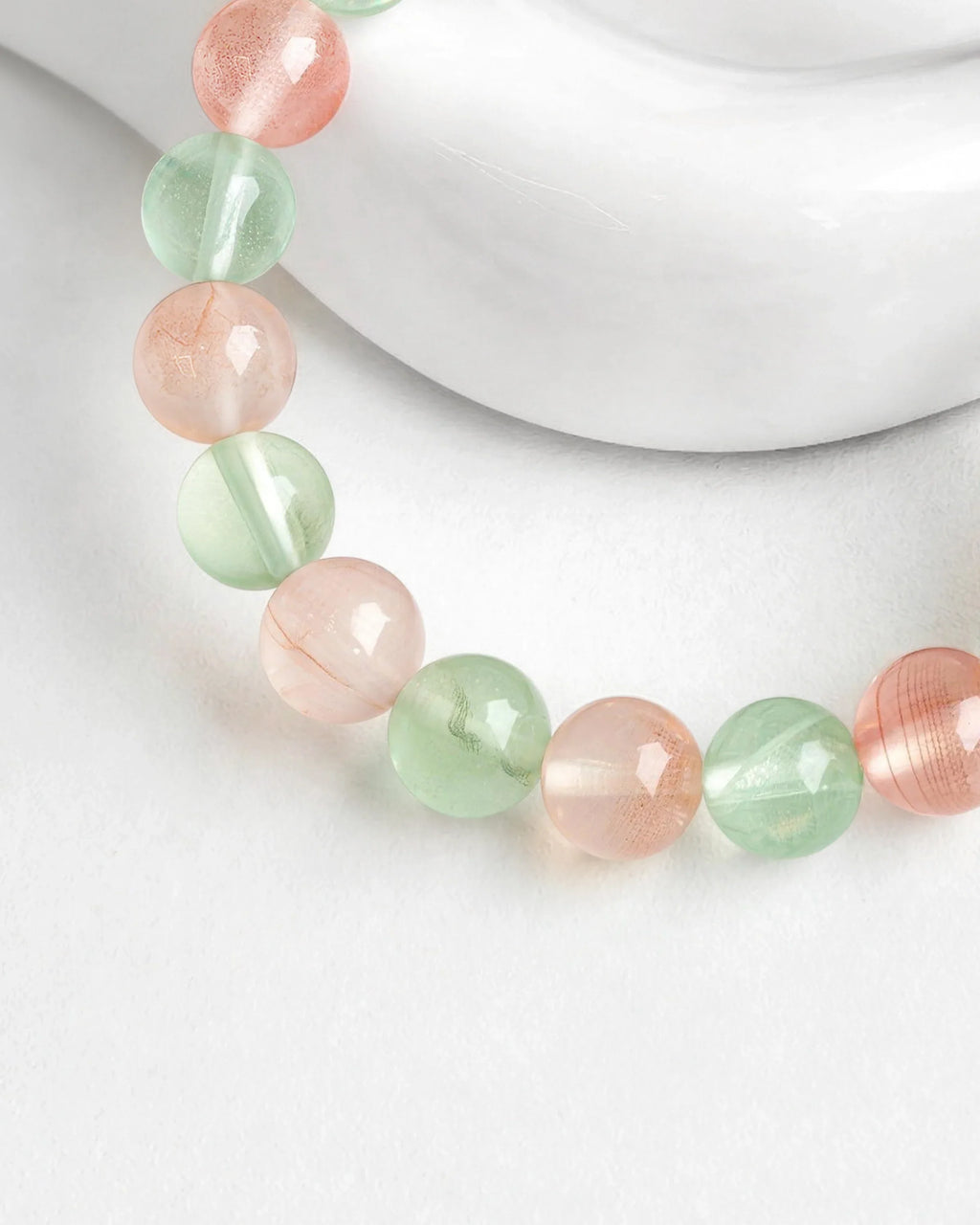 Red Agate Prehnite Beaded Bracelet