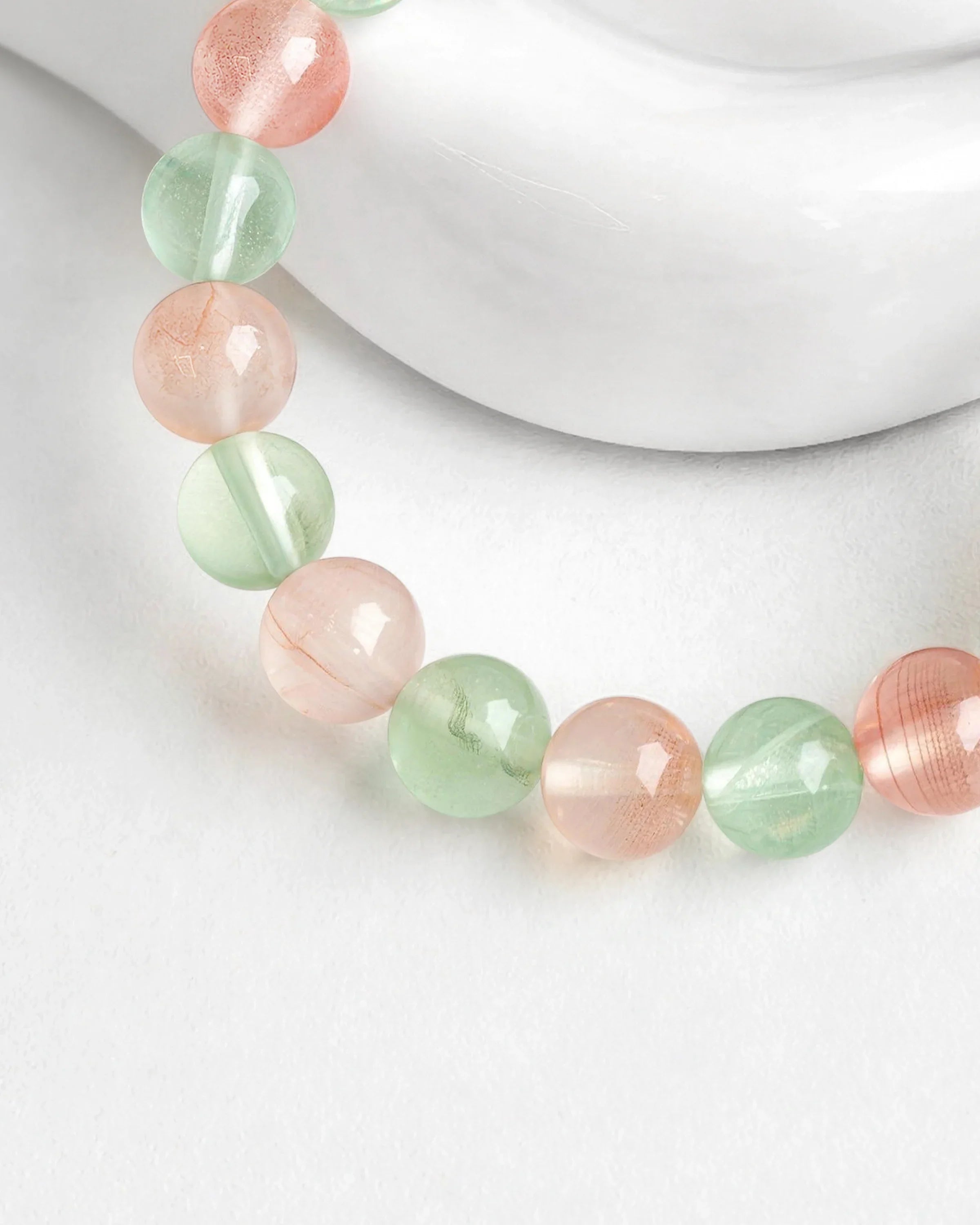 Red Agate Prehnite Beaded Bracelet