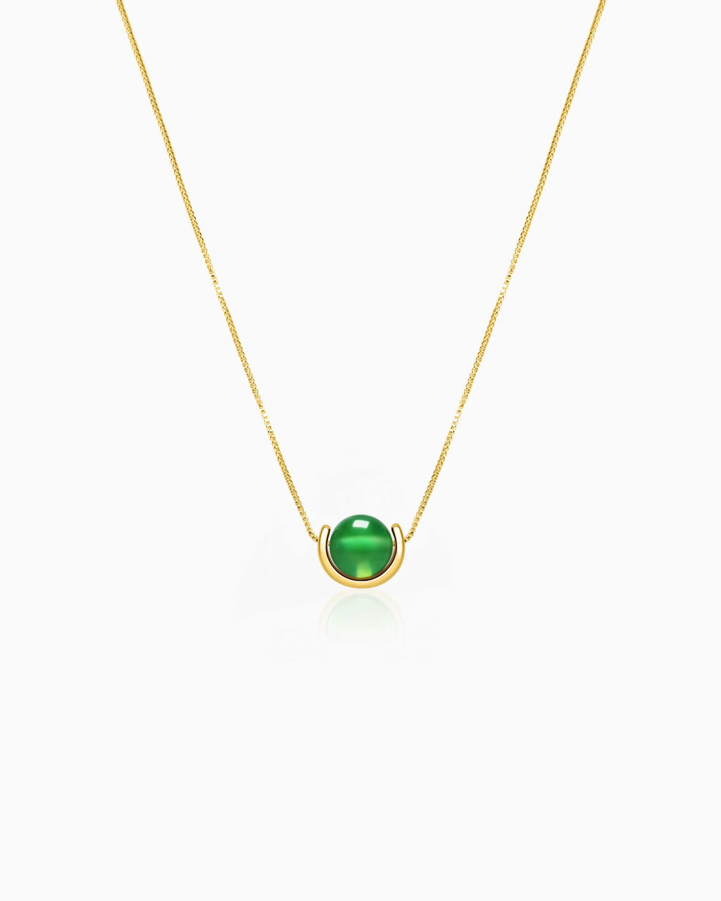 Green Agate U-Shape Gold Necklace – Renewal & Harmony