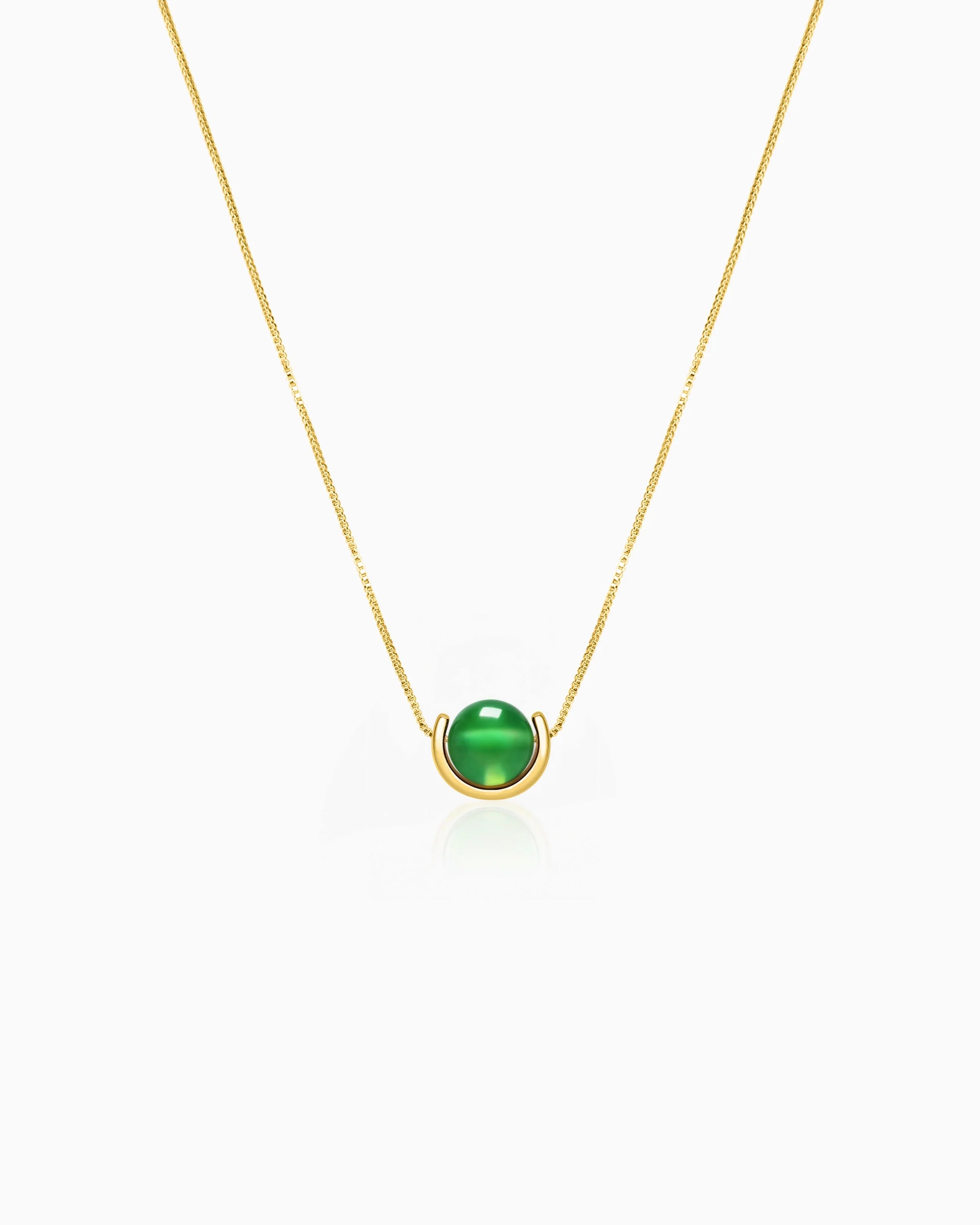 Green Agate U-Shape Gold Necklace – Renewal & Harmony