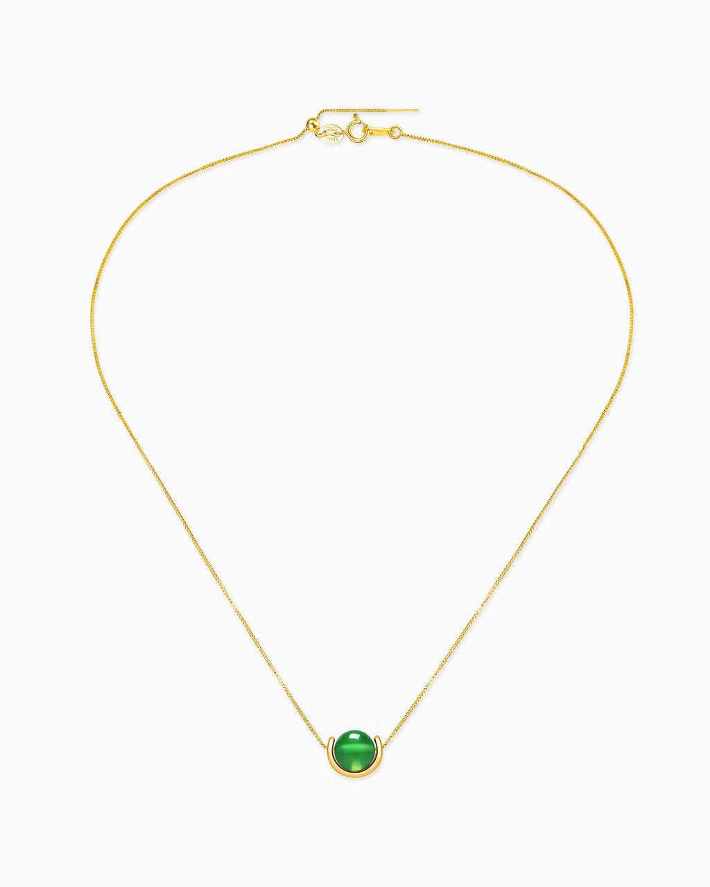 Green Agate U-Shape Gold Necklace – Renewal & Harmony