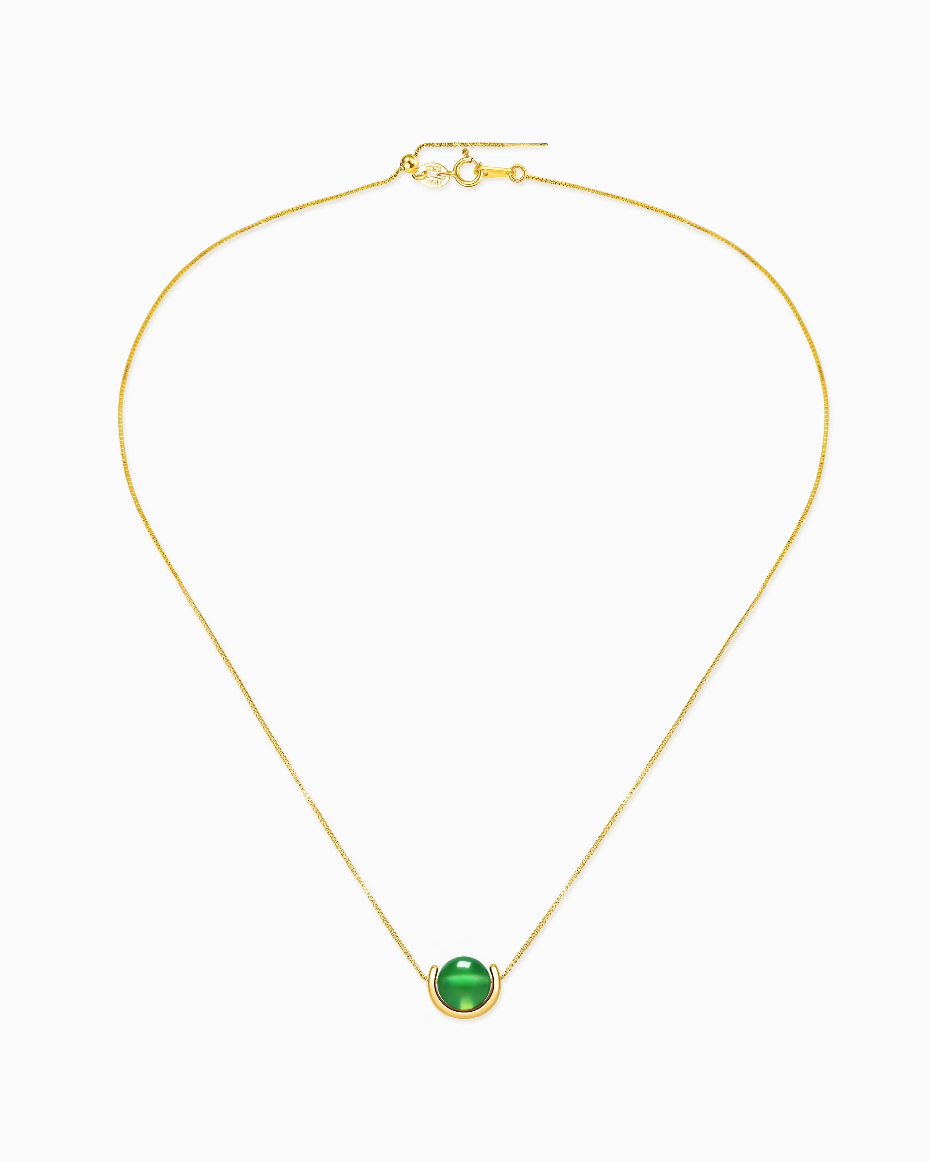 Green Agate U-Shape Gold Necklace – Renewal & Harmony