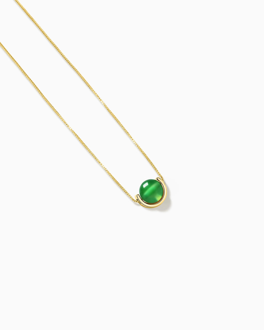 Green Agate U-Shape Gold Necklace – Renewal & Harmony
