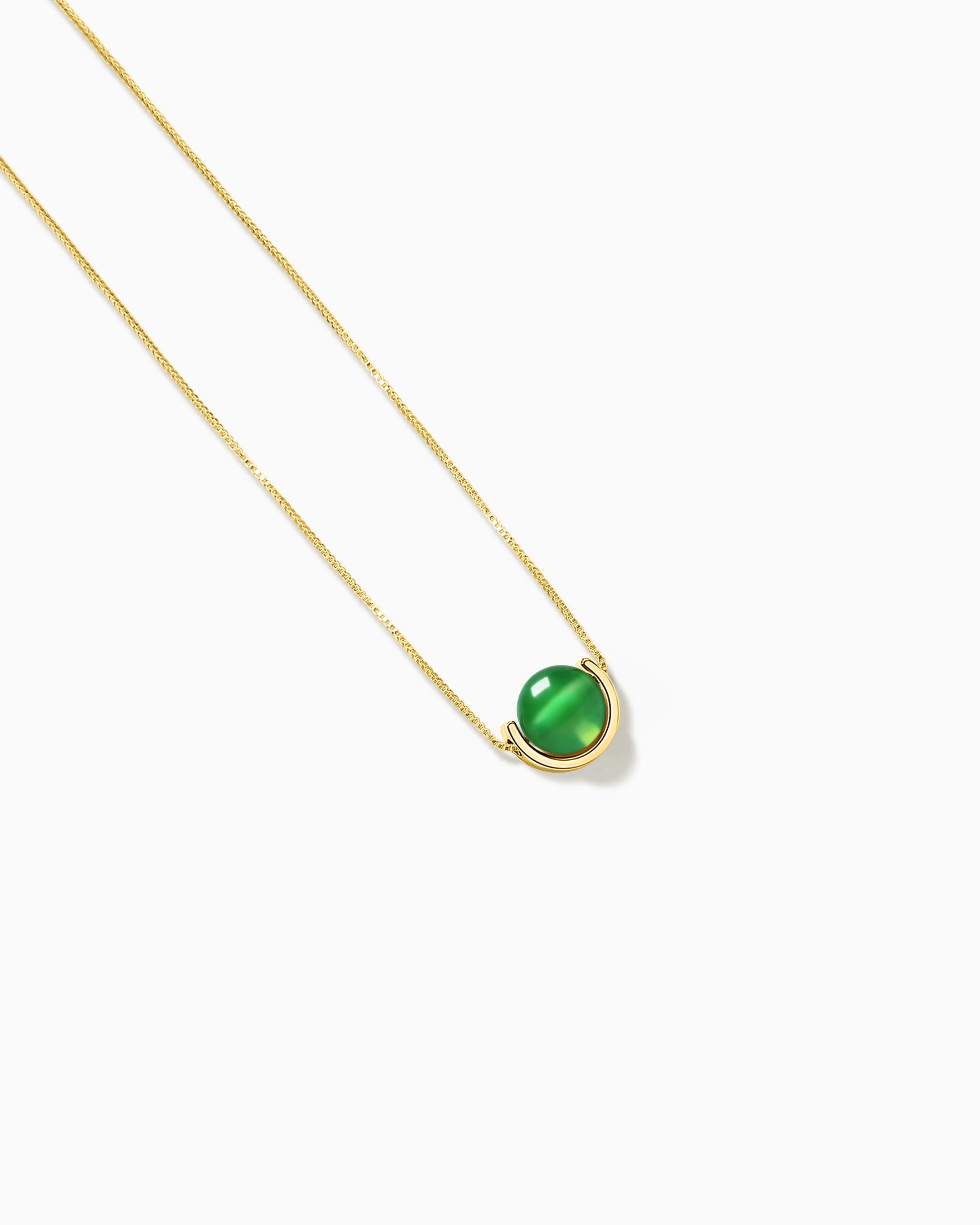 Green Agate U-Shape Gold Necklace – Renewal & Harmony