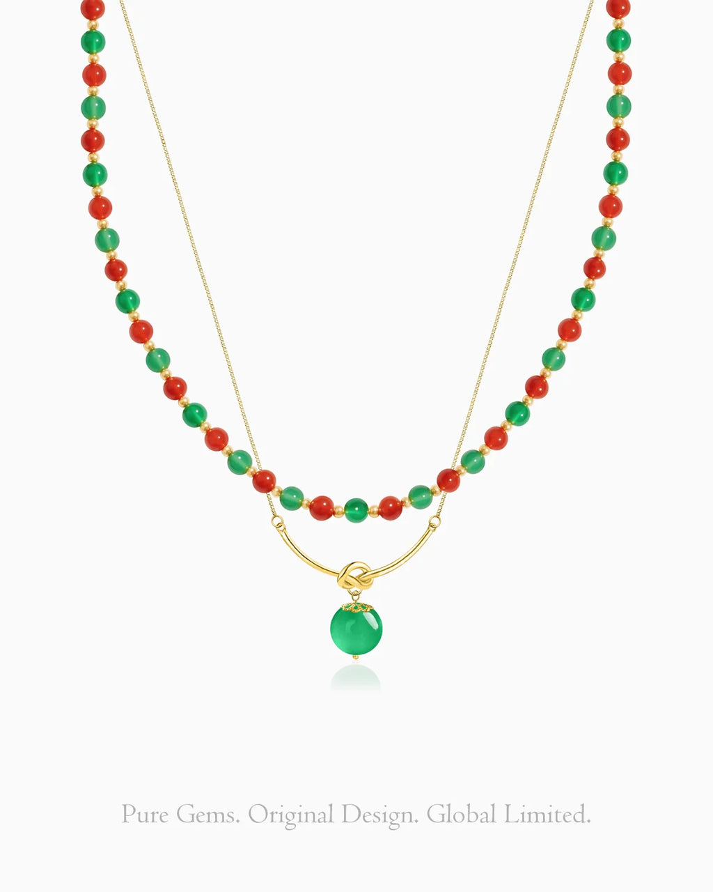 Green Agate Beaded Necklace Set