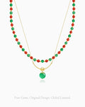 Green Agate Beaded Necklace Set