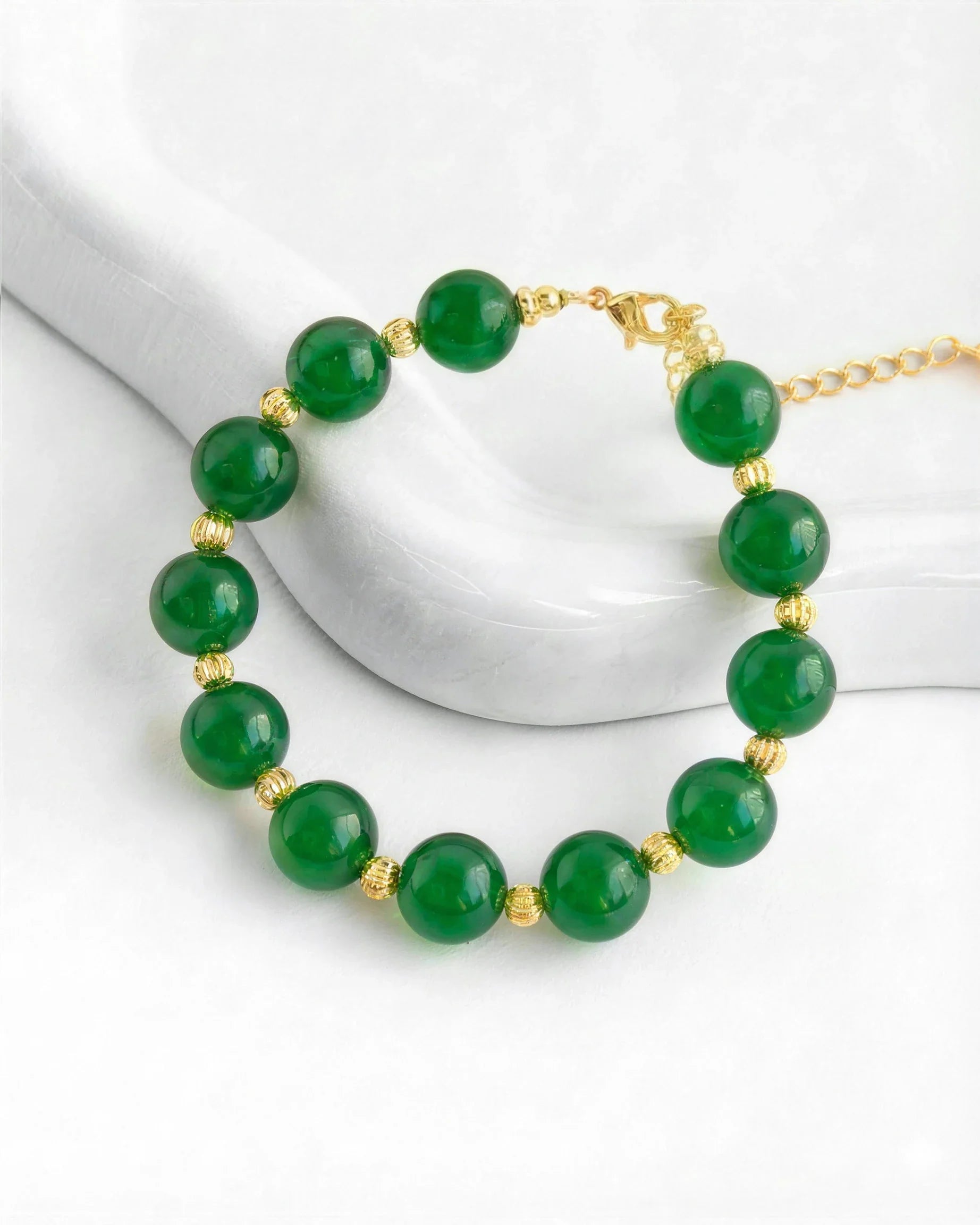 Green Agate Ginkgo Leaf Gold Necklace & Bracelet Set – Balance & Harmony