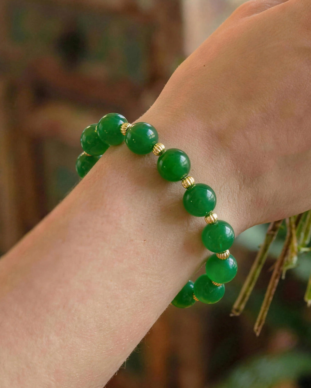 Green Agate Ginkgo Leaf Gold Necklace & Bracelet Set – Balance & Harmony