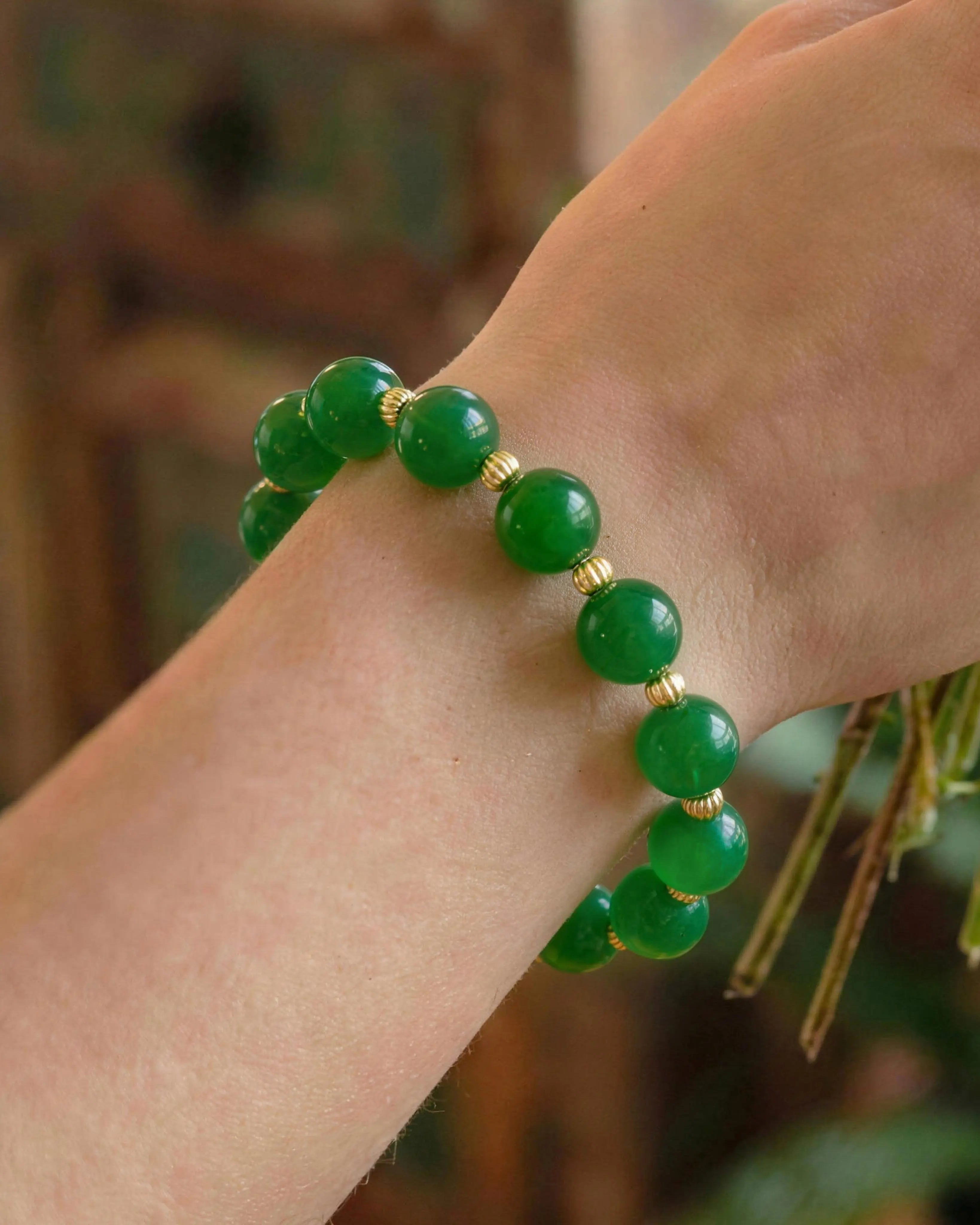 Green Agate Gold Bracelet – Balance & Harmony