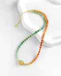 Green & Red Agate Gold Necklace