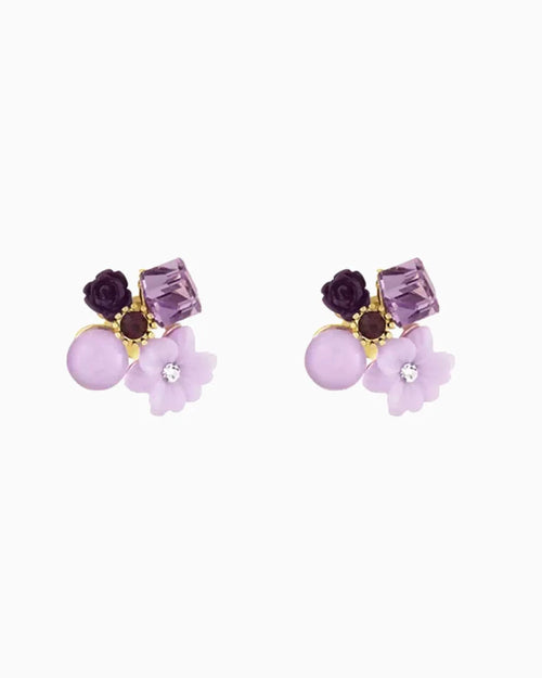 Amethyst Floral Cluster Earrings