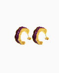 purple Birthstone C-Hoop Stud Earrings