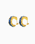 blue Birthstone C-Hoop Stud Earrings
