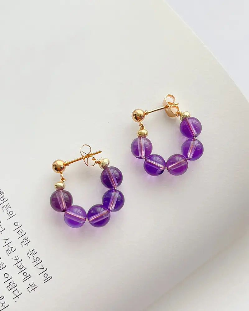 Amethyst Gold Earrings – Clarity & Intuition