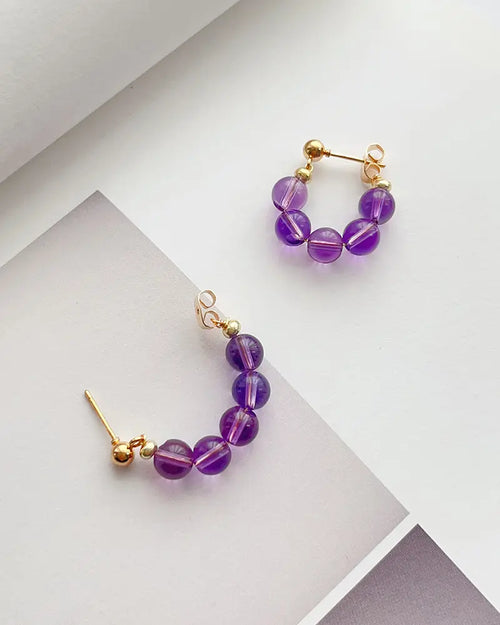 Amethyst Gold Earrings – Clarity & Intuition