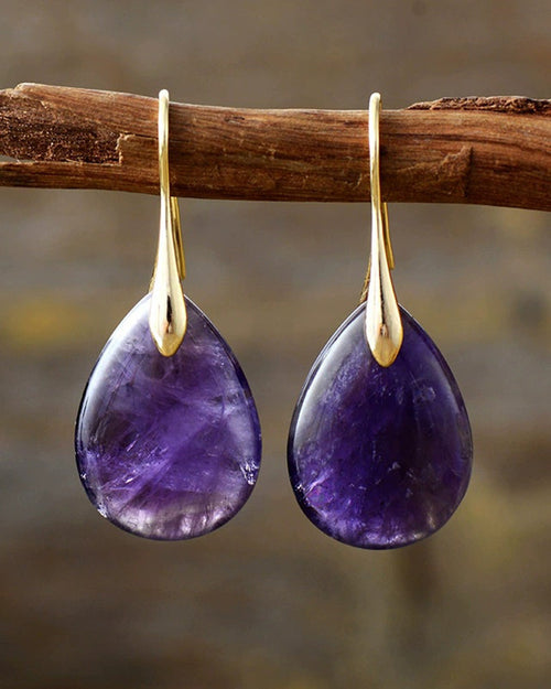 Close-up of Amethyst Silhouette Drop Earrings