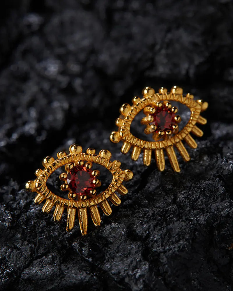 Birthstone Gold & Silver Earrings – Passion & Renewal