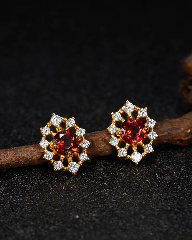 Birthstone Gold & Silver Earrings – Passion & Clarity