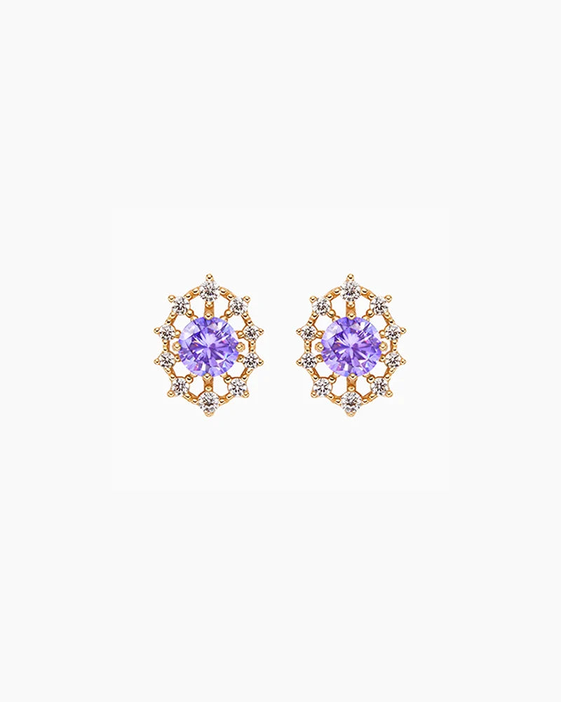 purple amethyst Birthstone Gold Earrings
