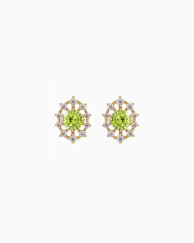 green peridot Birthstone Gold & Silver Earrings