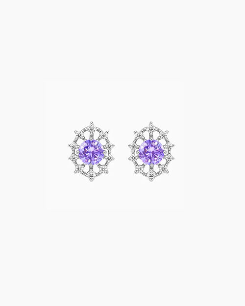 Close-up of Amethyst Oval Stud Earrings