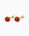 red agate Green Birthstone Charm Stud Earrings