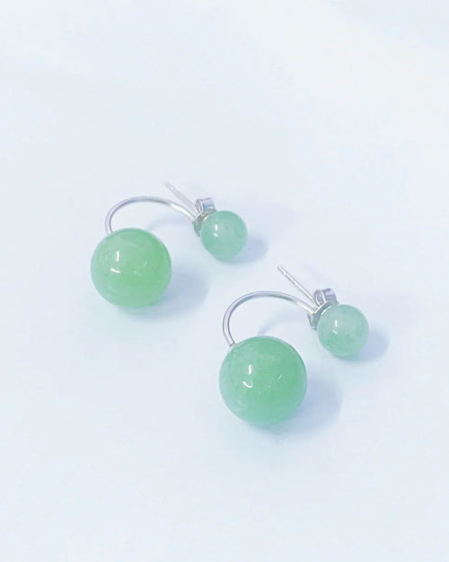 Close-up of Aventurine Bead Drop Earrings