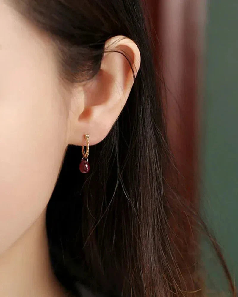 Garnet Gold Earrings – Passion & Courage