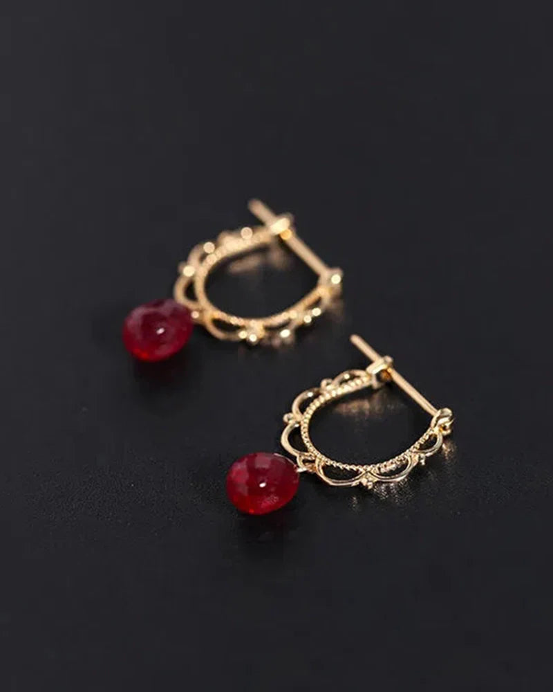 Garnet Gold Earrings – Passion & Courage