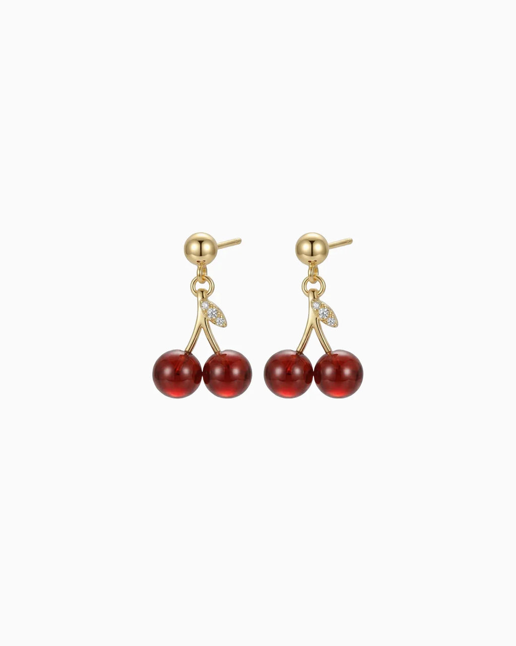 Garnet Cherry Gold Earrings – Passion & Love