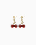 Garnet Cherry Gold Earrings – Passion & Love