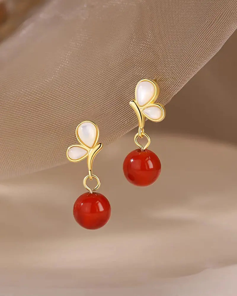 Red Agate Gold Earrings – Courage & Confidence
