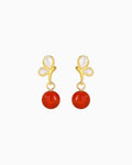 Red Agate Gold Plated Sterling Silver Earrings