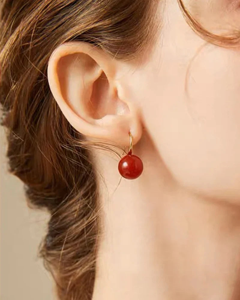Red Agate Gold Earrings – Courage & Vitality