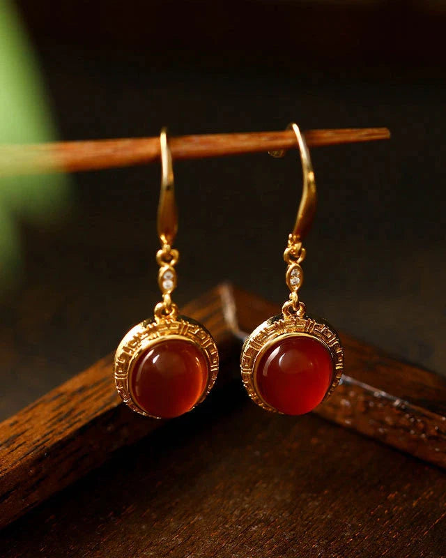 Red Agate Gold Earrings – Courage & Protection
