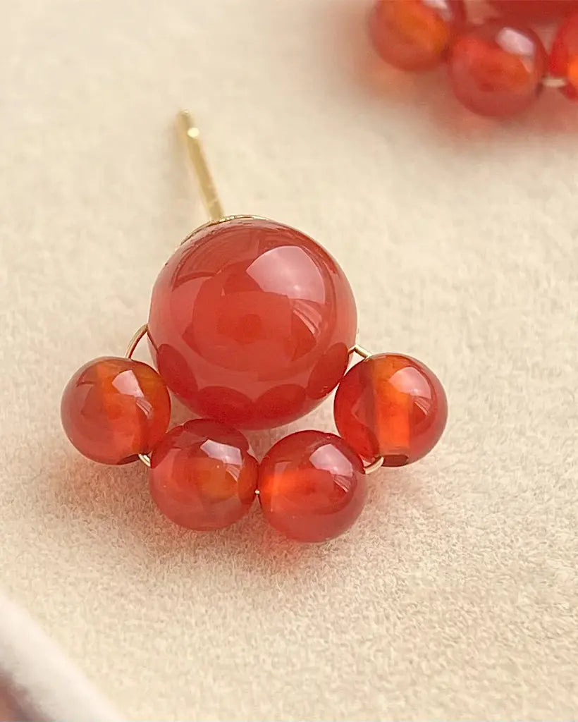 Red Agate Claw Gold Earrings – Courage & Protection