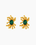 green Birthstone Floral Stamen Stud Earrings
