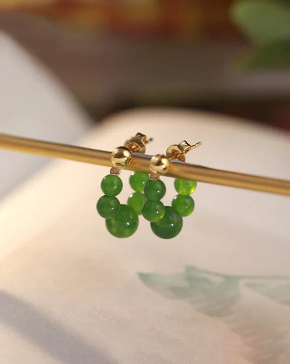 Green Agate Gold Earrings – Balance & Growth