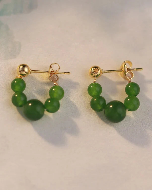 Green Agate Gold Earrings – Balance & Growth