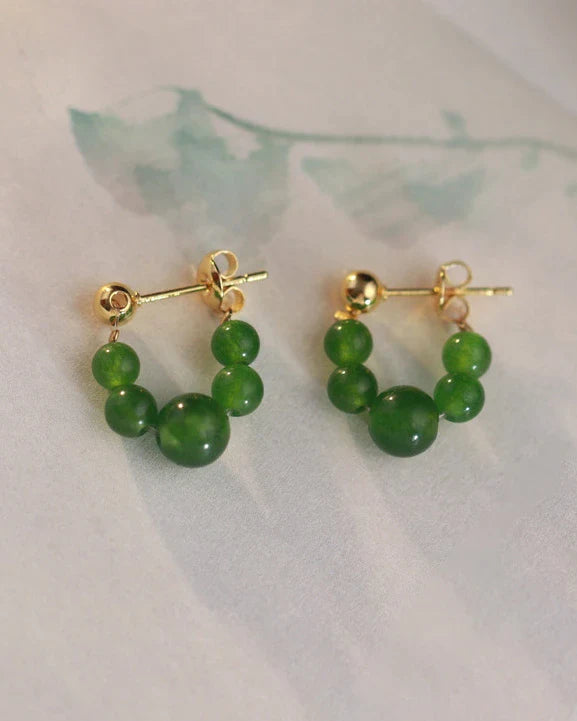 Green Agate Gold Earrings – Balance & Growth