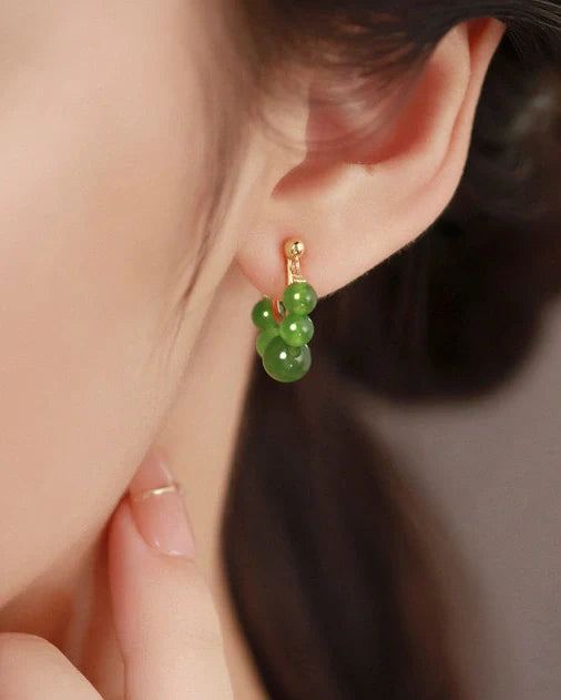 Green Agate Gold Earrings – Balance & Growth