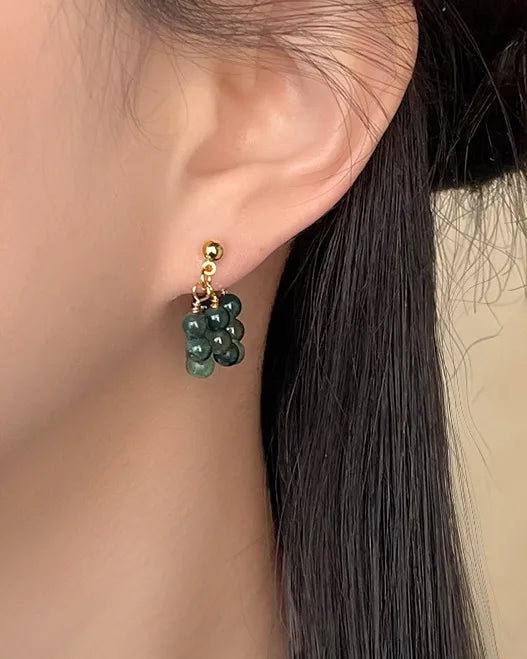 Green Agate Gold Earrings – Balance & Healing