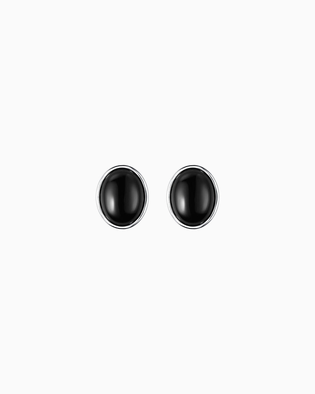 Black onyx oval stud earrings