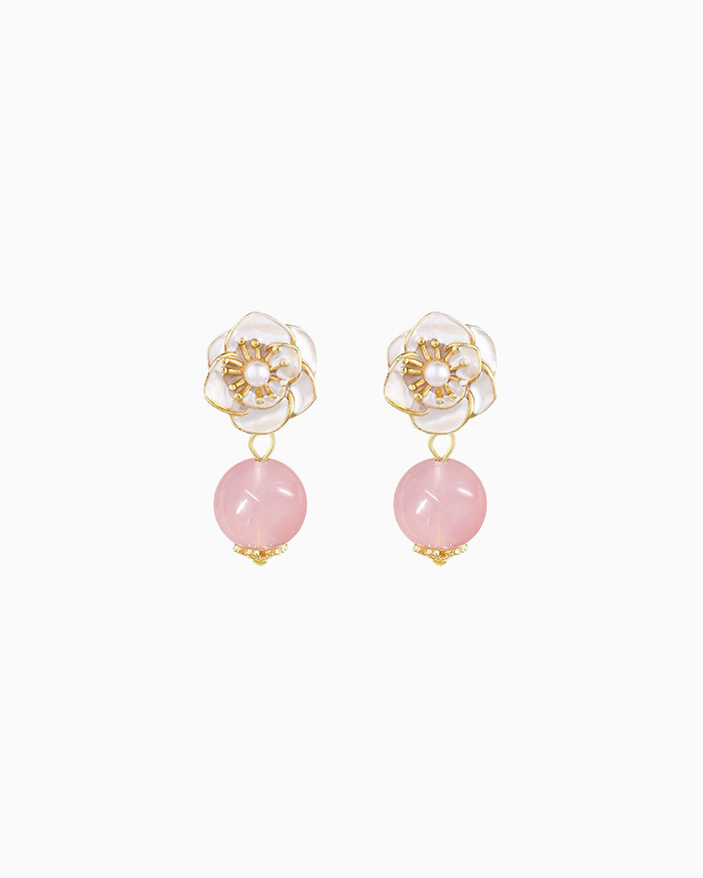 Rose Quartz Gold Earrings – Clarity & Compassion