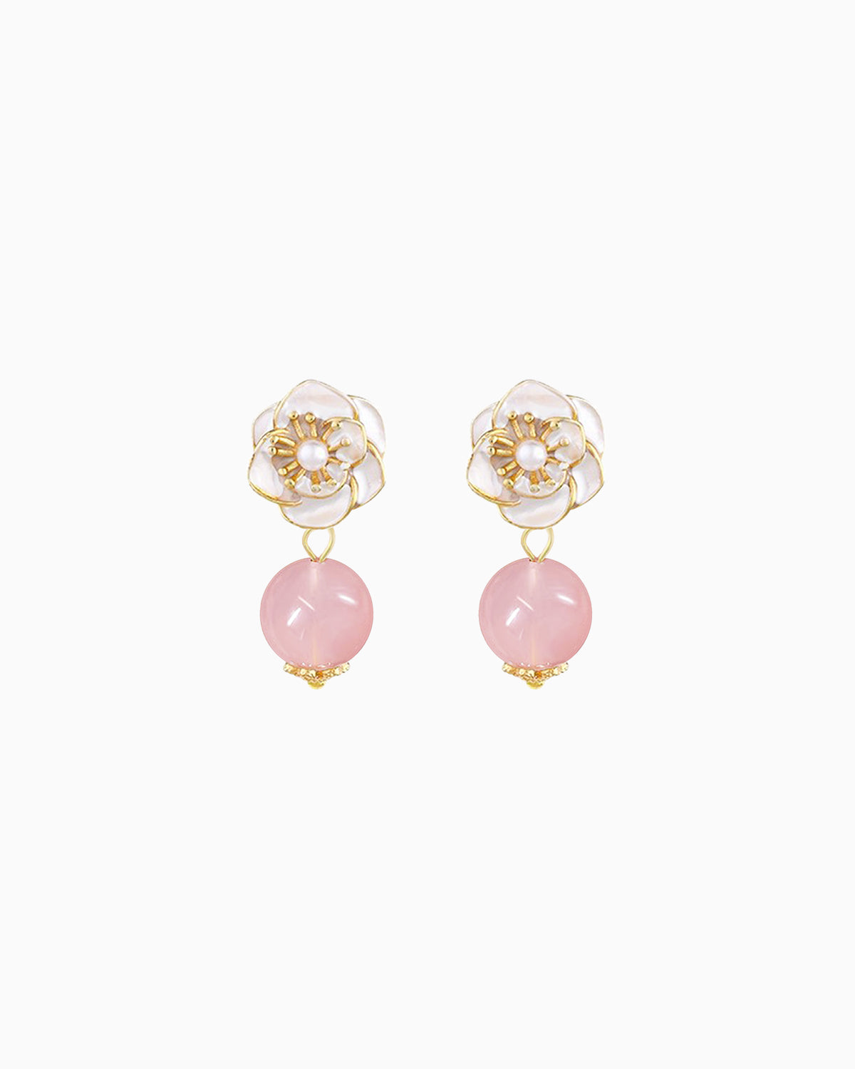 Rose Quartz Gold Earrings – Clarity & Compassion